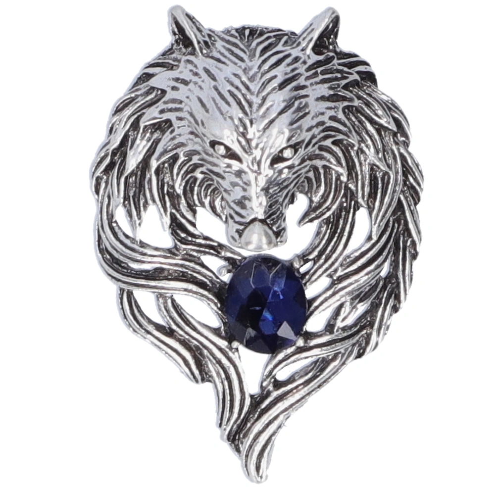 Brooch Pin Retro Lion Head Men's Suit Coat Animal Pattern Lapel Pin Party Corsage AccessoriesSilver