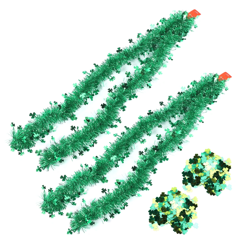 Shamrock Confetti Clover Tinsel Garland Lucky Irish Themed Craft Party Decorations