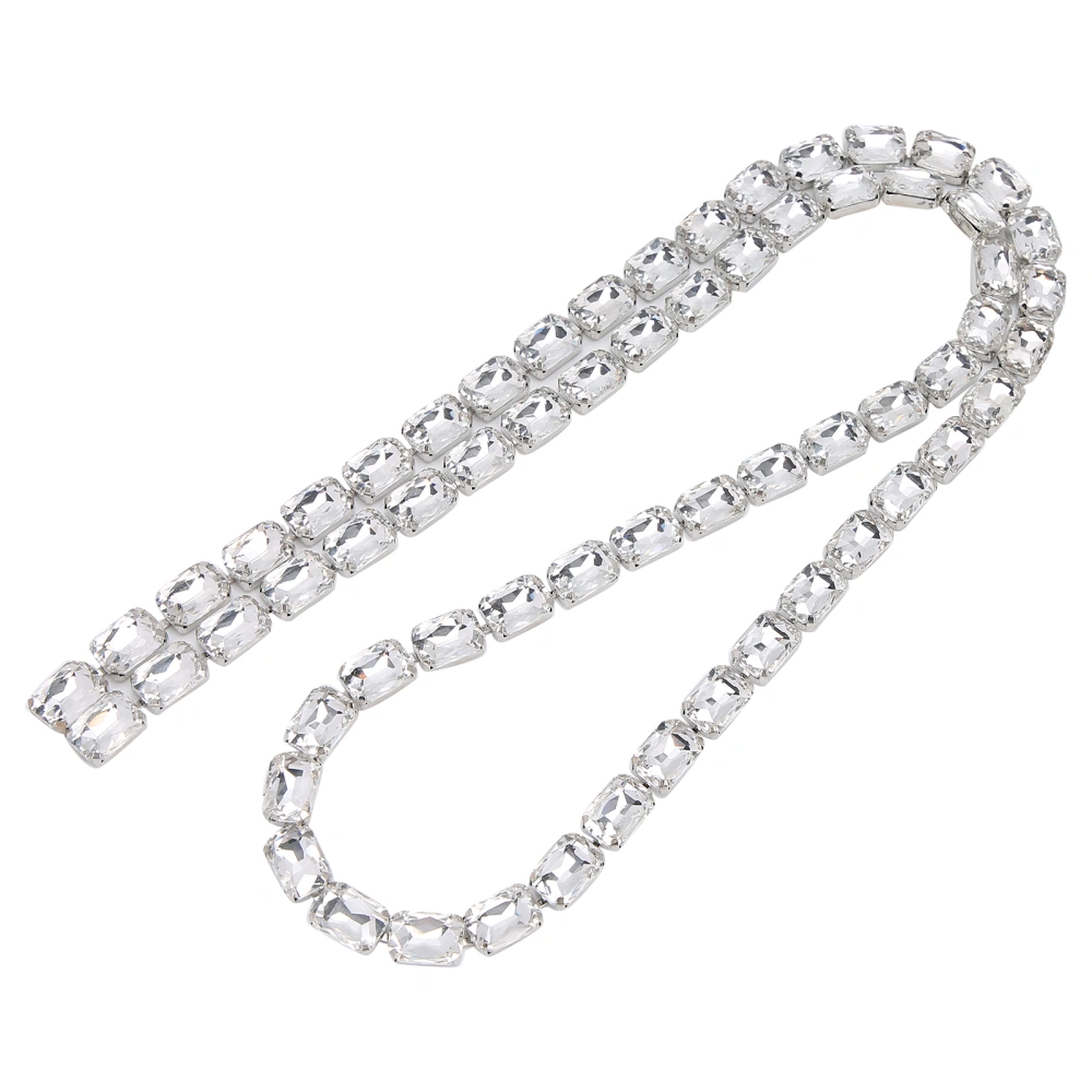 Rectangular Glass Diamond Chain Pendant DIY Hand Made Sewing Clothes Shoes Accessories(White )