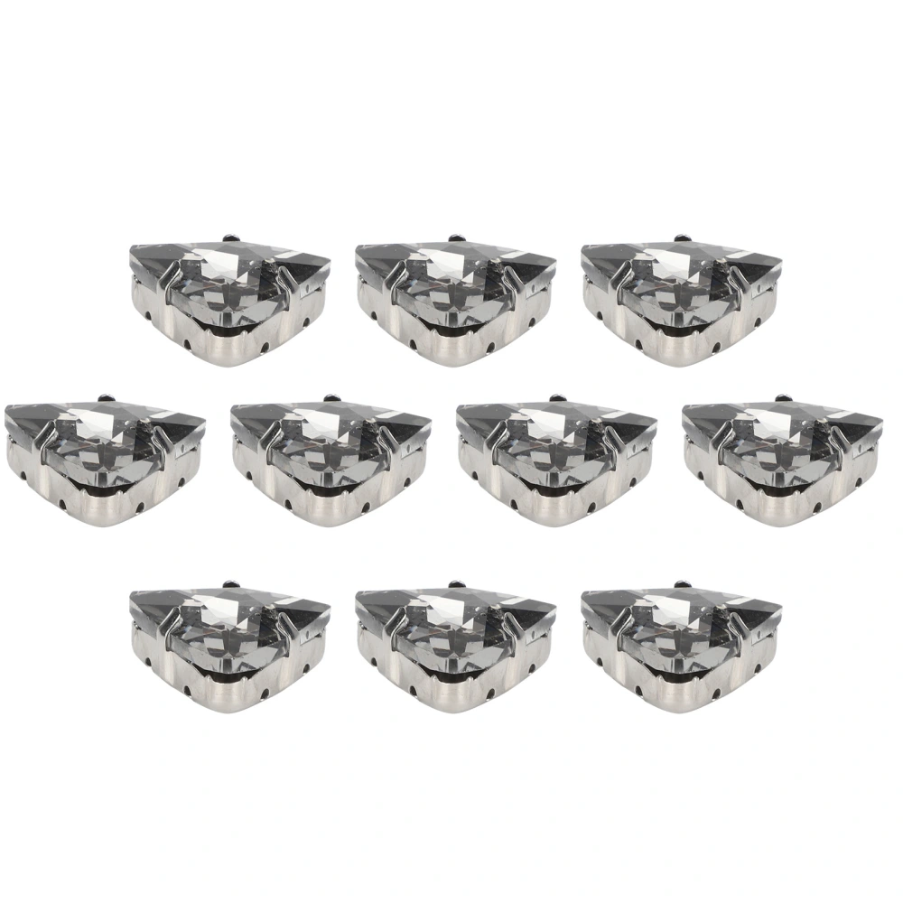 10pcs Sew On Rhinestones Crystals Shiny Buttons Decoration for DIY Crafts Clothes Shoes Bags0.67 x 0.75in Gray Triangular