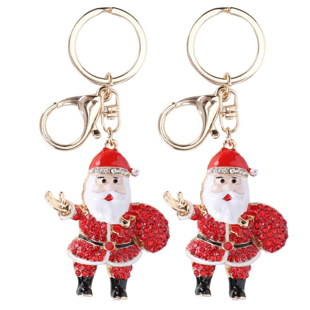 2Pcs Santa Keychain Pendant Christmas Car Cute Fashionable Hanging Cute Charm DecorationsRed