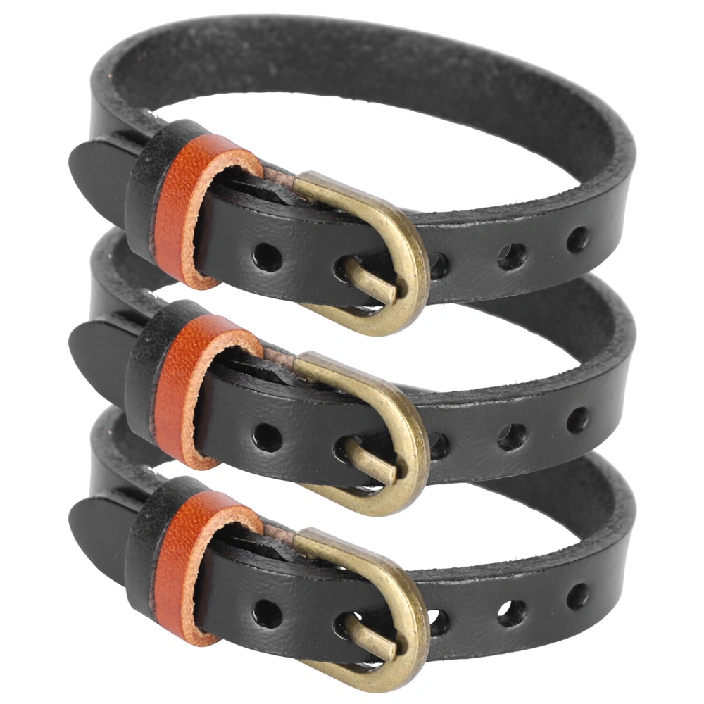 3Pcs Genuine Leather Bracelet Punk Vintage Wristband Hand Decoration for Students