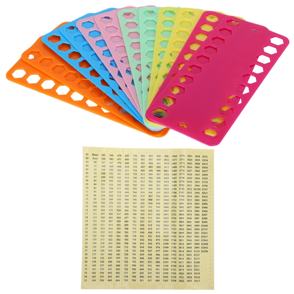 12Pcs Cross Stitch Threads Organizer Color Plastic 20 Holes Floss Bobbin Winding Plate