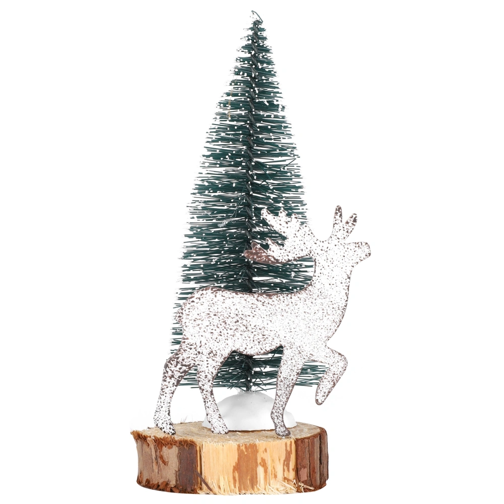 Christmas Series Simulation Pine Tree with Reindeer Retro Wood and Ironwork Decorations