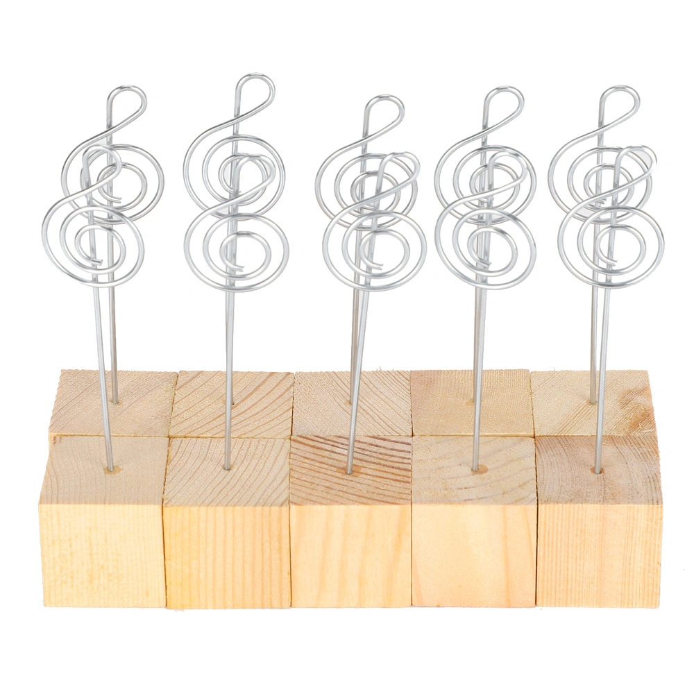 10Pcs Note Clip Photo Holder Message Card Picture Metal Stand Solid Wood Base Craft