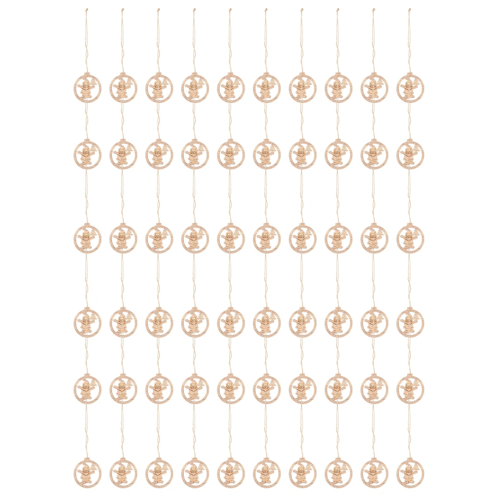 60pcs Wooden Christmas Ornaments Slices Vintage Xmas Hanging Embellishments Crafts