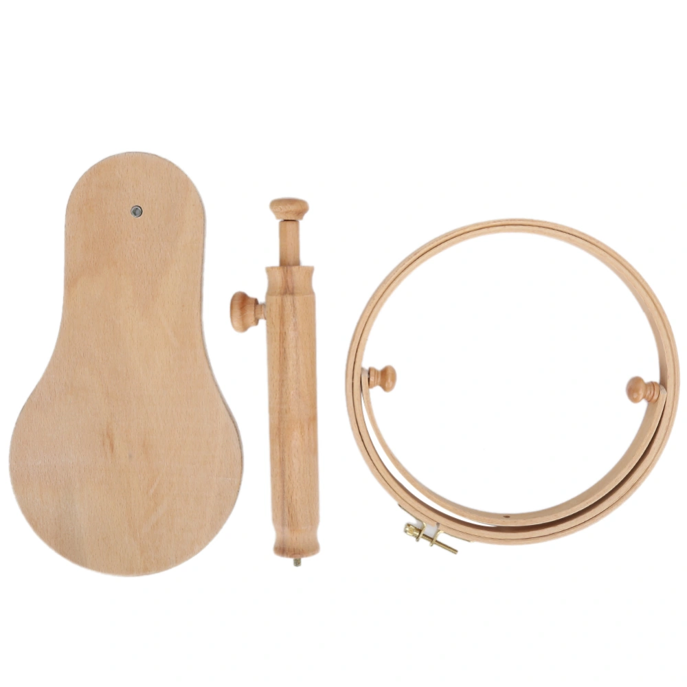 Round Embroidery Frame Hoop Stand Holder Portable Wood Cross Stitch Supplies