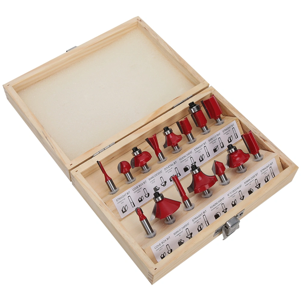 15Pcs Router Bit Set Woodworking Milling Cutter Alloy Machine Hardware Accessory Tool