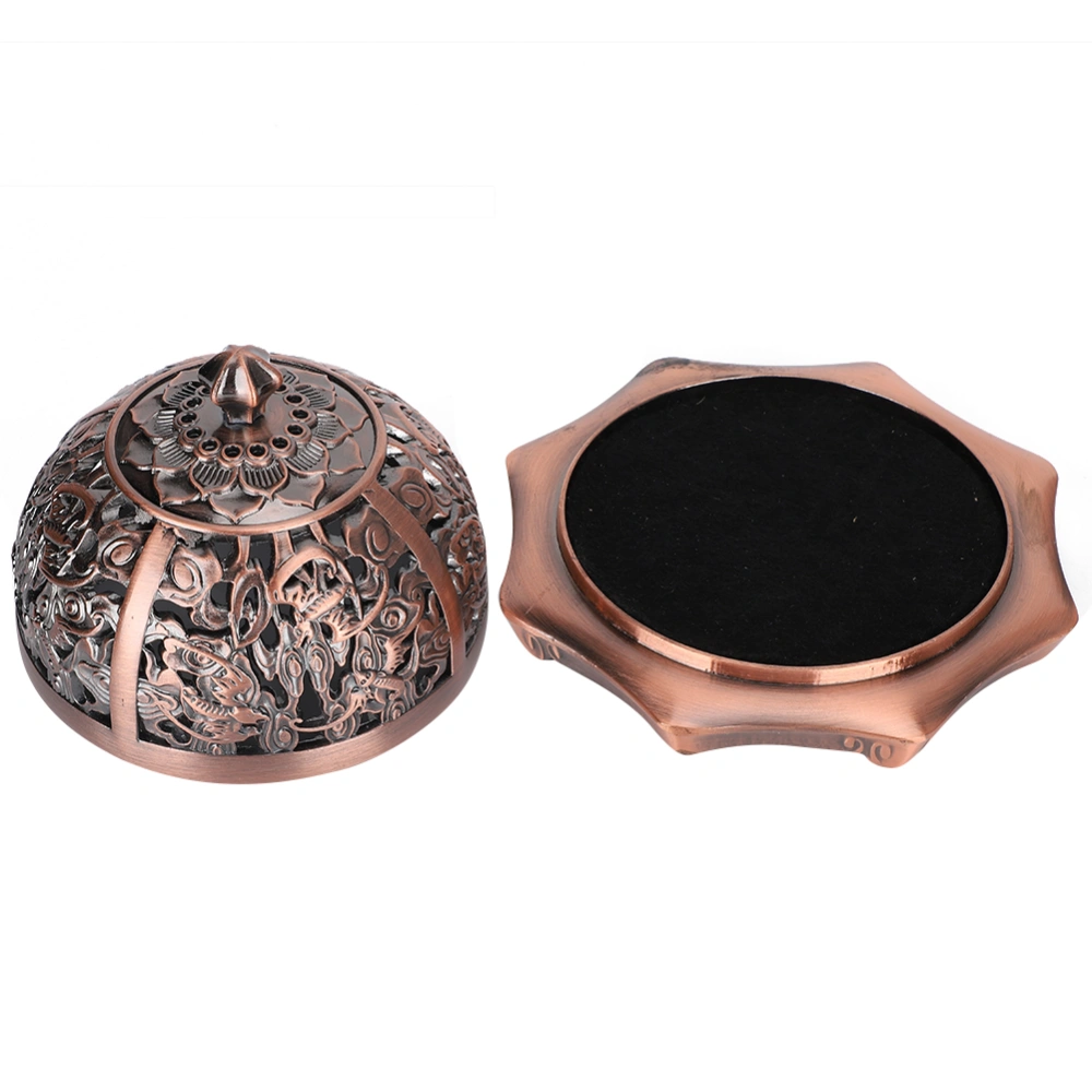 Zinc Alloy Incense Burner Coil Incense Burner Holders Craft Decoration (Red Copper Color)