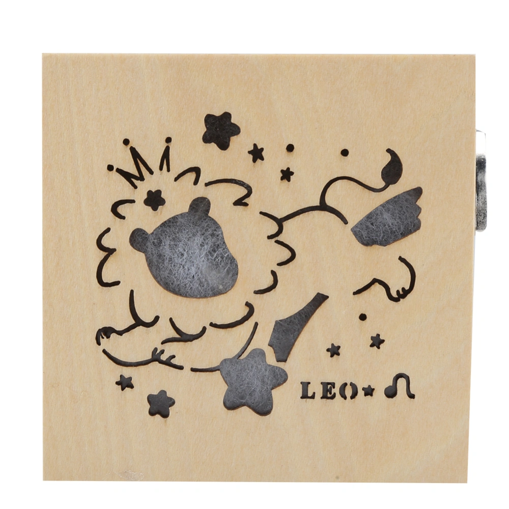 Wooden Music Box Hollow Pattern Musical Box with Colorful Light Birthday Gift Wood Craft