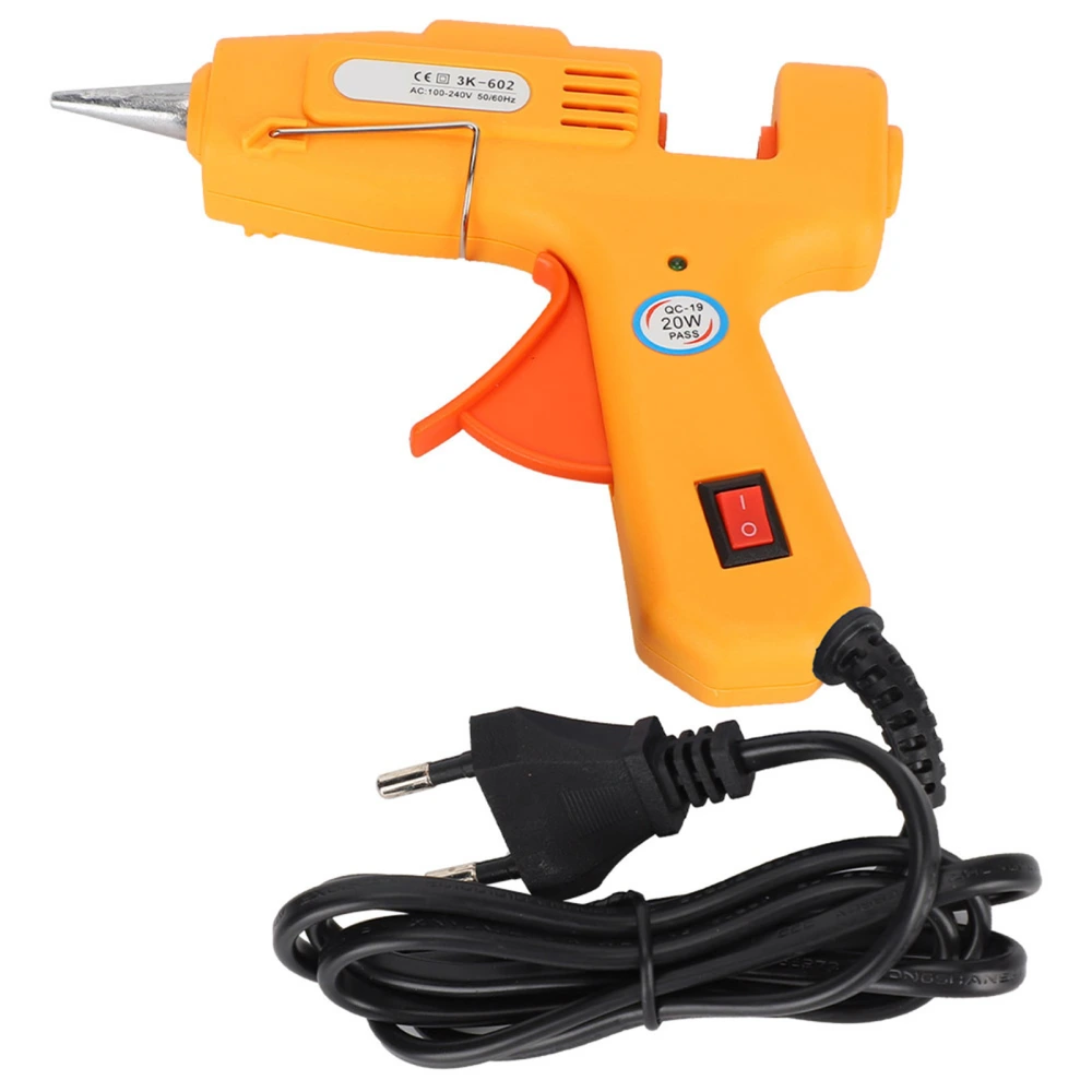 20W Professional Mini Electric Heating Hot Melt Glue Tool DIY Heating Tool Yellow 100‑240VEU Plug