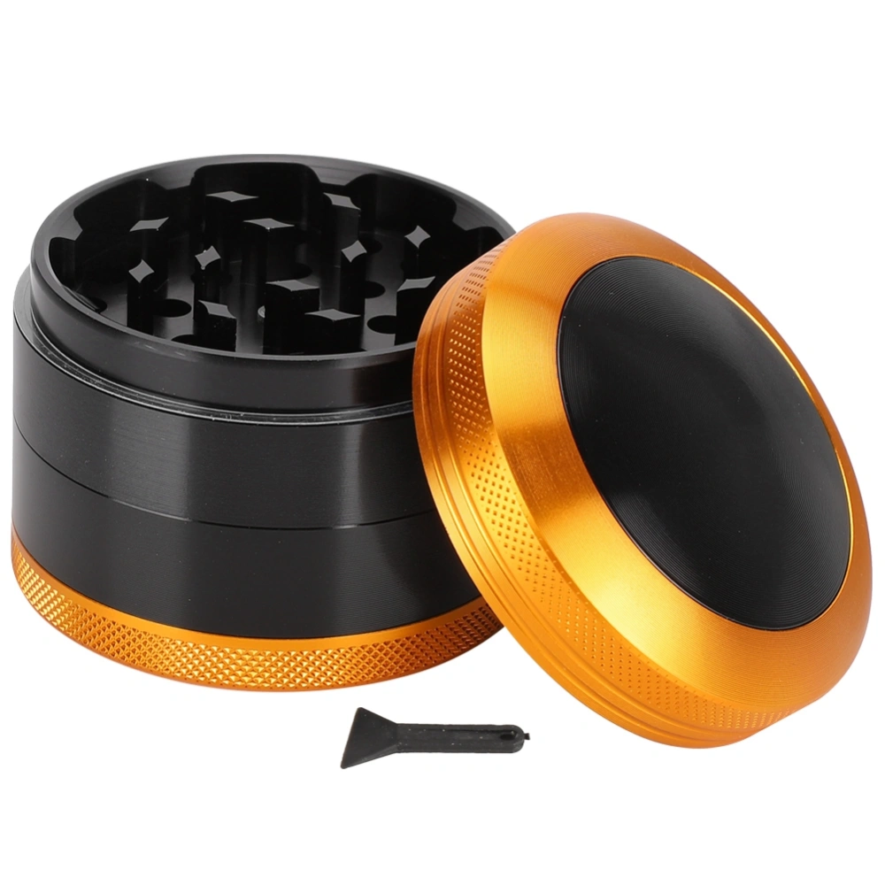 Spice Grinder Smoking Supplies Tobacco Tool Set Aluminum Alloy Flat Teeth Gold 63MM 4 Layer