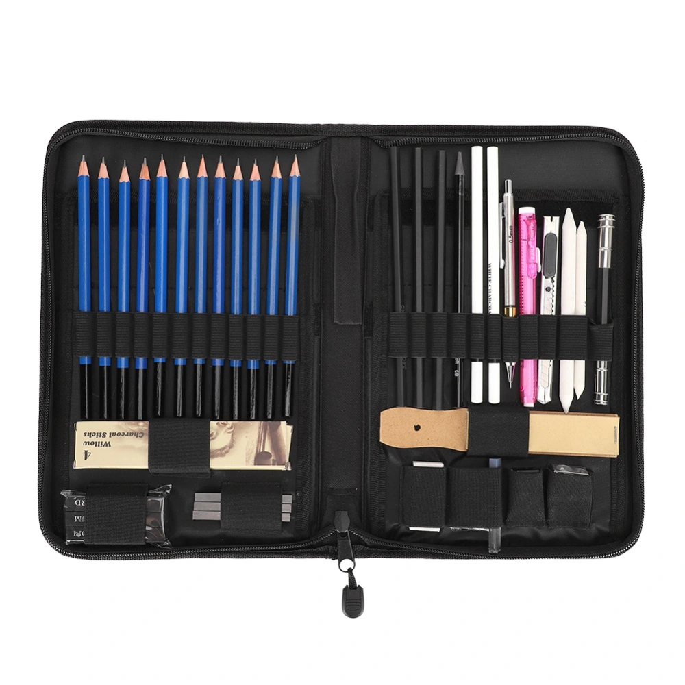 Sketch Pencil Set Zipper Cloth Bag Art Painting Automatic Drawing Kit for Artists