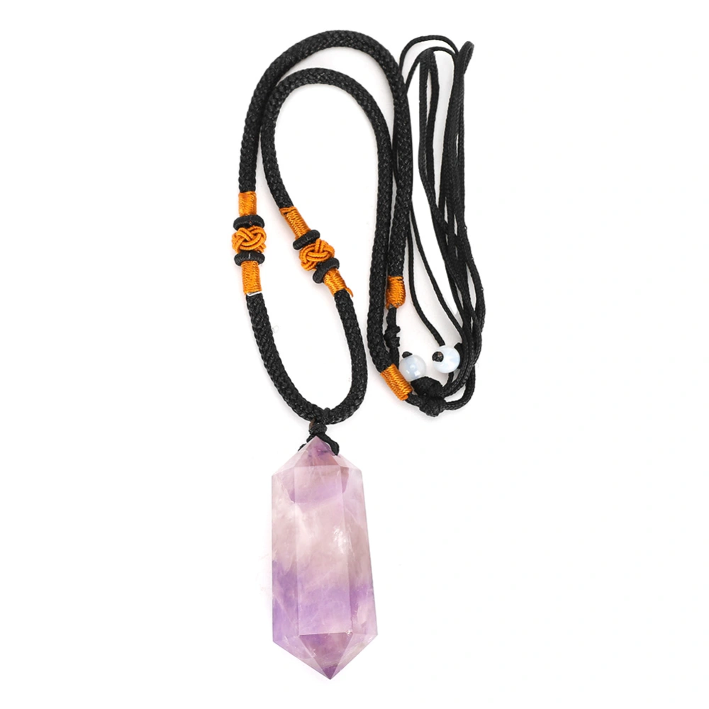 Natural Amethyst Quartz Pendant Double Point Crystal Necklace for Healing Fortune