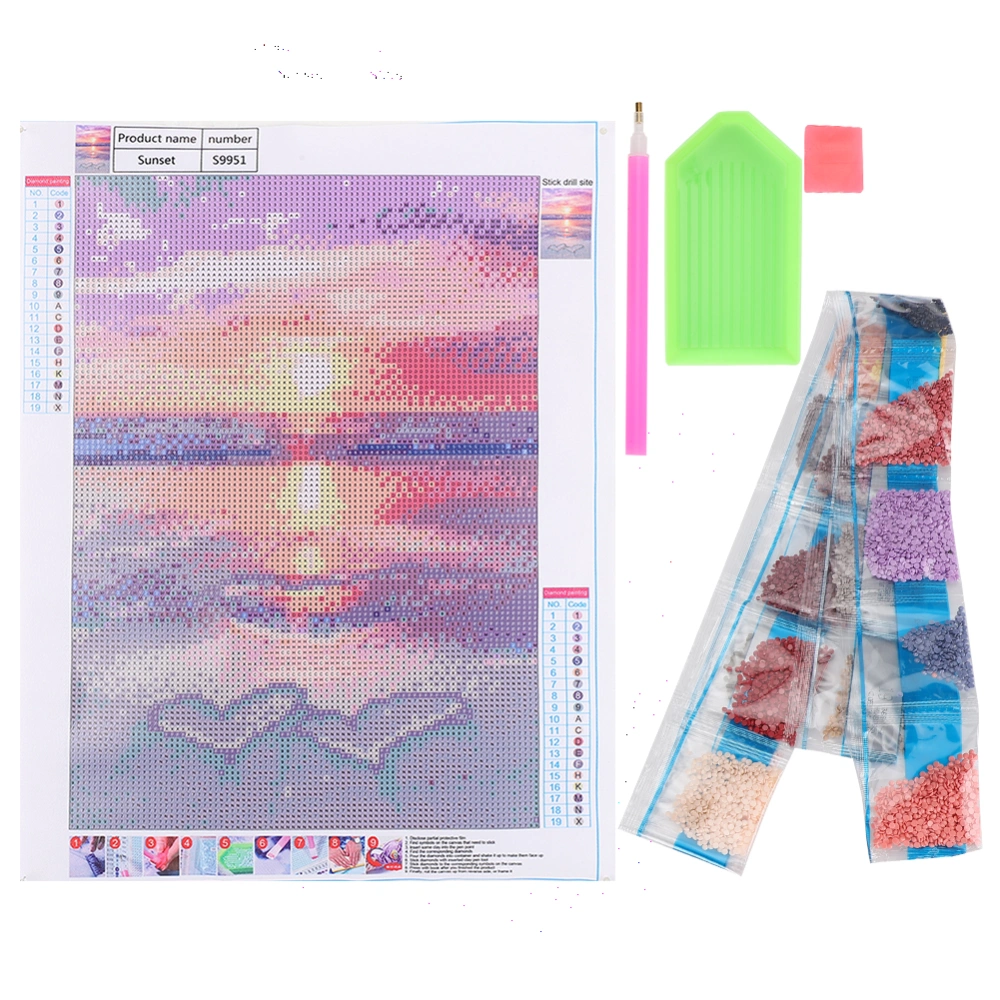 DIY Sunset Scenery Pattern 5D Full Drill Diamonds Painting Embroidery Paintings Pictures Arts Crafts9951