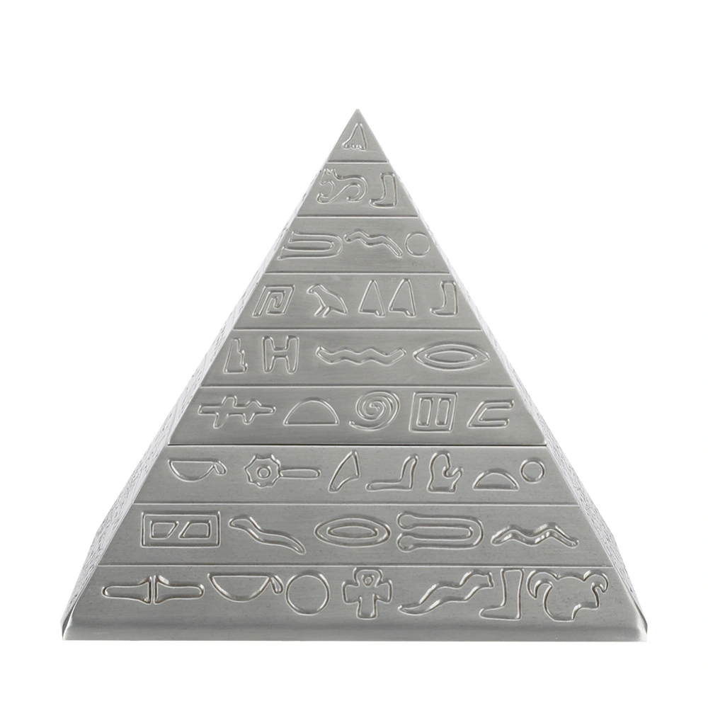 Metal Ashtray with Cover Retro Office Ornaments Smoking Gifts Egyptian Pyramids Shape(Antique Tin )