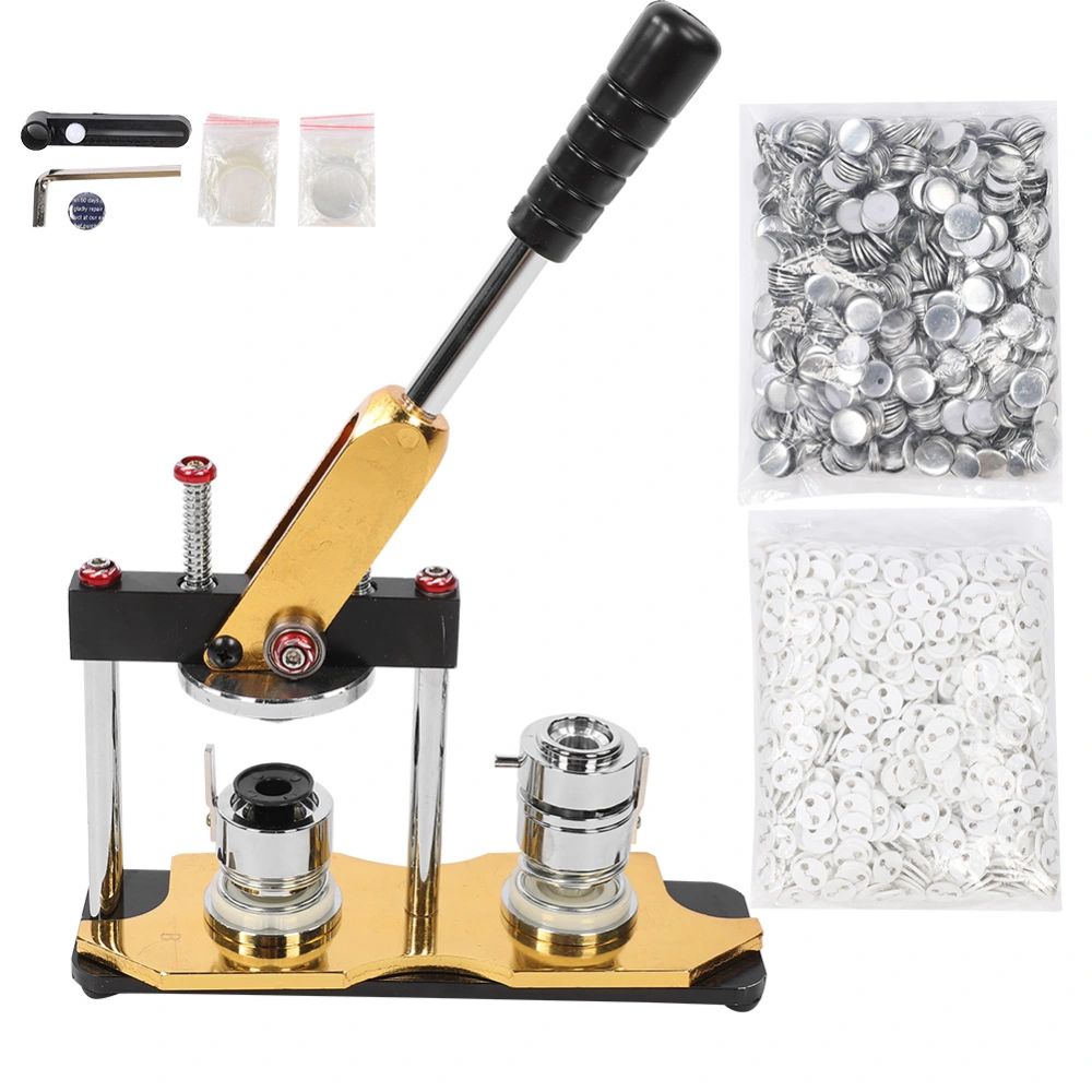 Rotating Badge Machine 25mm Hand Punch Press Tool 3Pcs Molds 1000Pcs Buttons