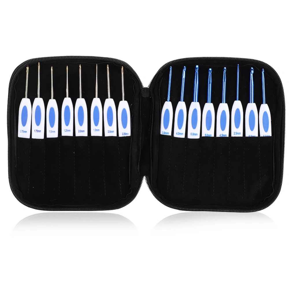 DIY Knitting Tool Crochet Hook Aluminum Set with Blue &amp; White Porcelain Pattern Handle(Blue Crochet Hook Set )