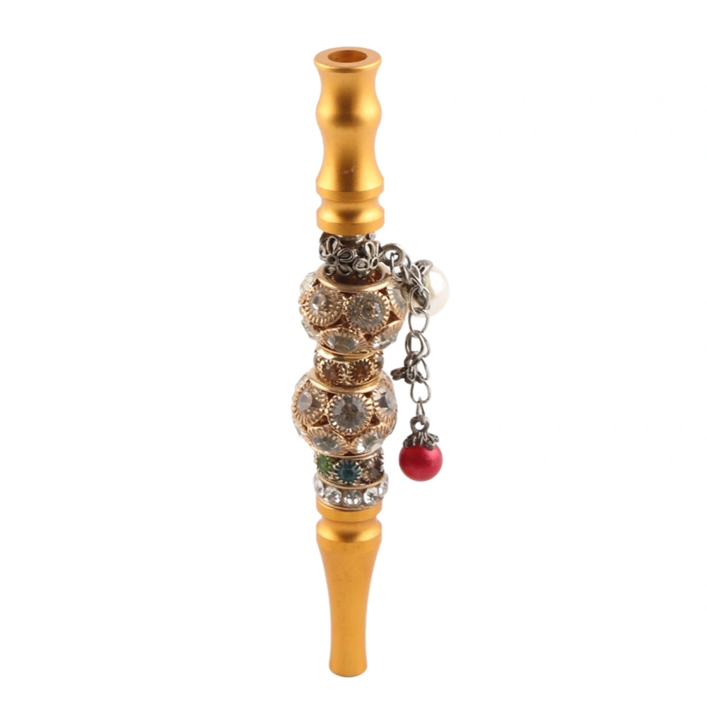 Portable 11.7cm/4.6in Metal Cigarette Filter Holder Smoking Filtering Pipe with Crystal Decoration