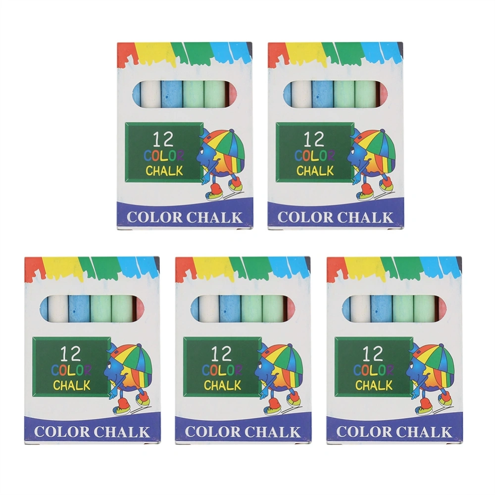 60PCs Colored Children Chalk Dust Free Art Supplies Round Painting Tools Craft Collection