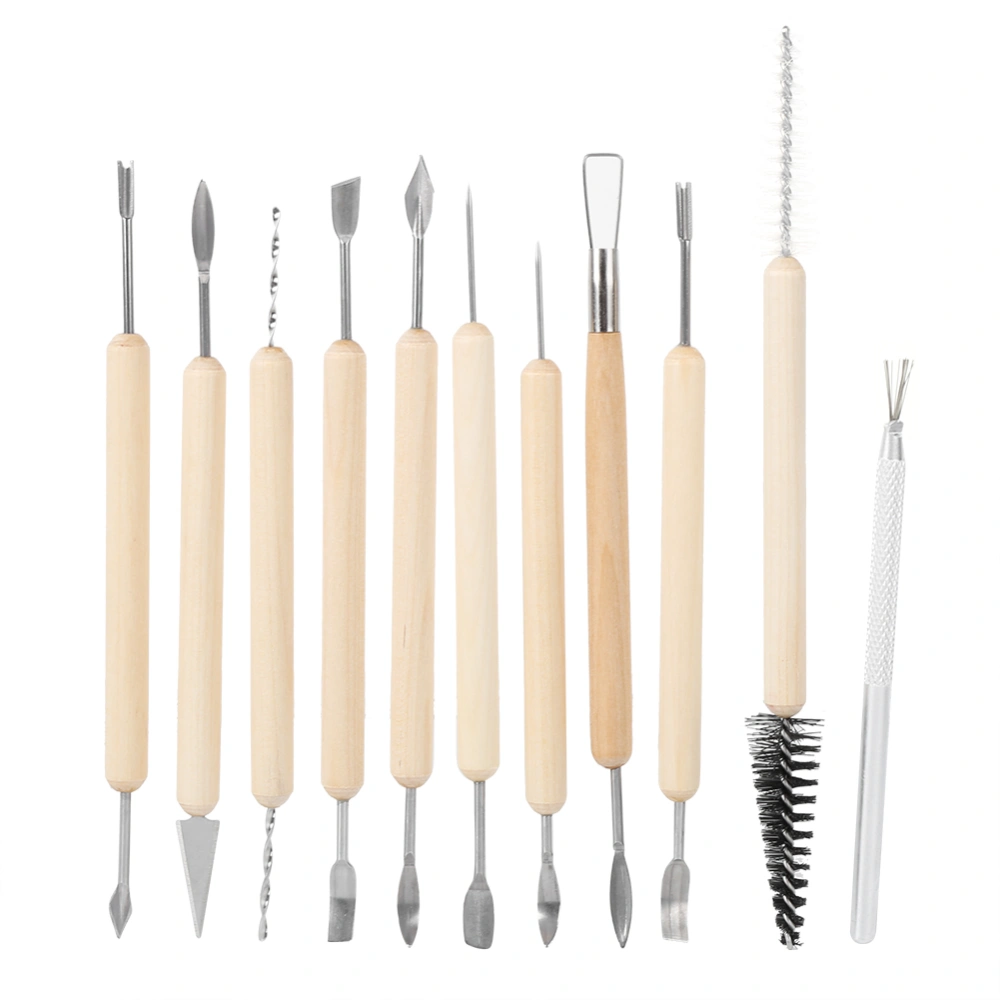 11Pcs Clay Sculpting Tool Stainless Steel Wooden Handle Modeling Carved Supplies11Pcs Clay Sculpting Tool
