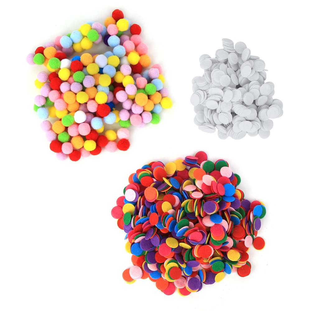 Non Woven fabric Patch Fluffy Pompoms Plush Ball Set Mixing Color DIY Crafts Tool(Combination Type )