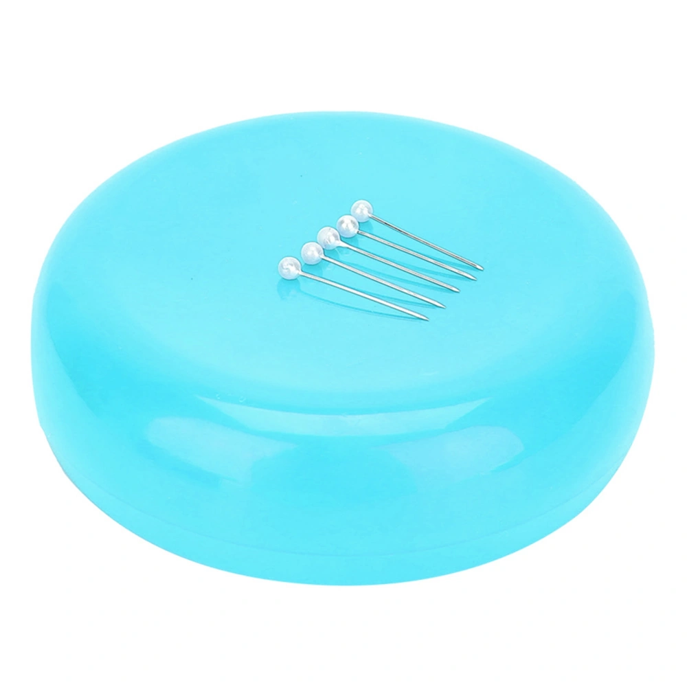 Round Magnetic Pin Cushion Sewing Needle Holder Storage Case Household SuppliesBlue