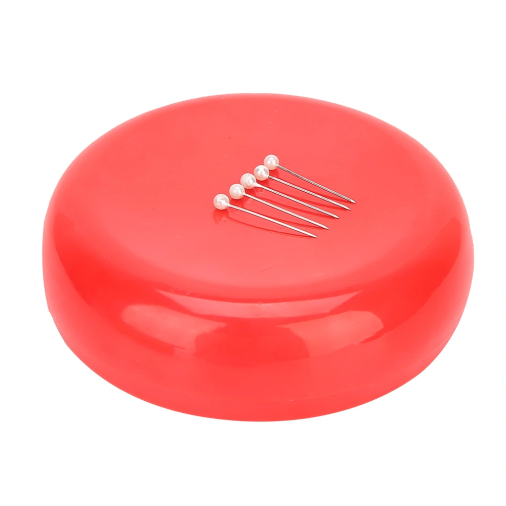 Round Magnetic Pin Cushion Sewing Needle Holder Storage Case Household SuppliesRed