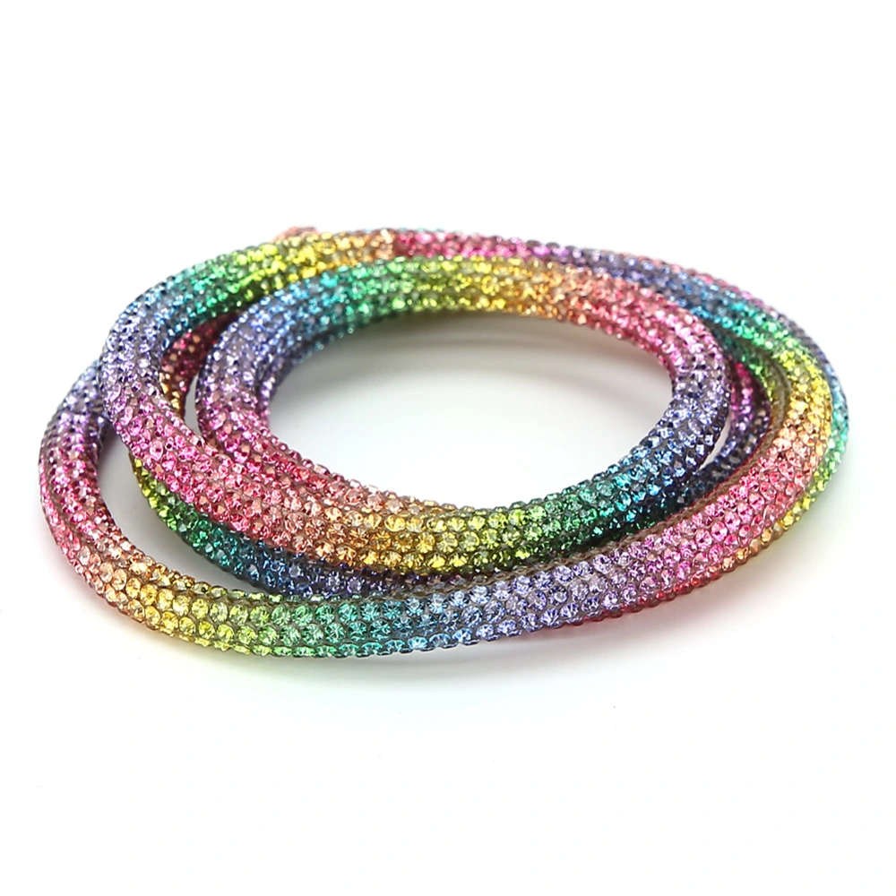 Rhinestones Tube Rope Ribbon DIY Sewing Wedding Dress Costume Decoration AccessoriesRainbow Color No.1