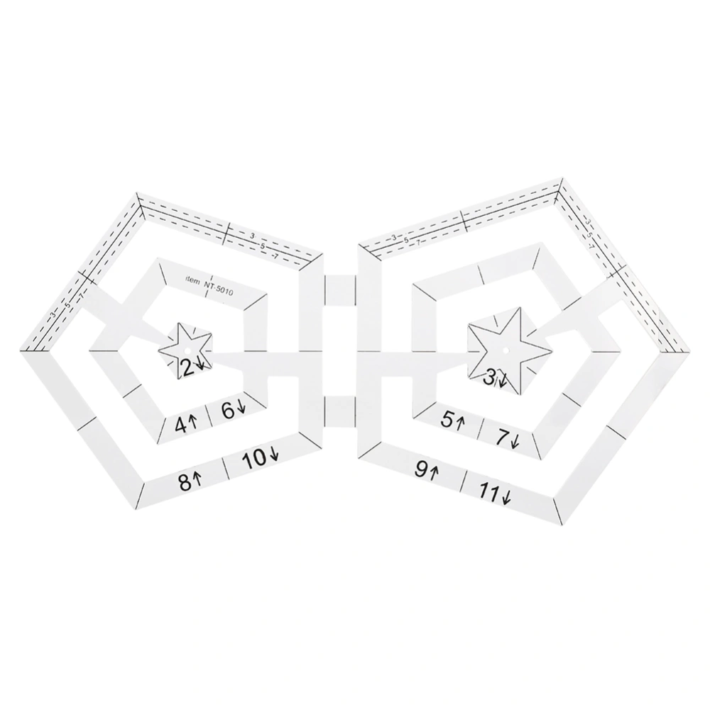Double Pentagon Quilting Rulers Transparent Acrylic DIY Patchwork Sewing Drawing Tool