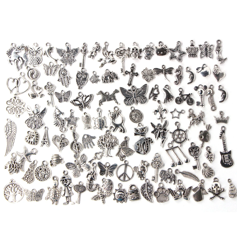 DIY Pendants Accessories Deep Silver Alloy Handcraft for Making Bracelet(100pcs styles)