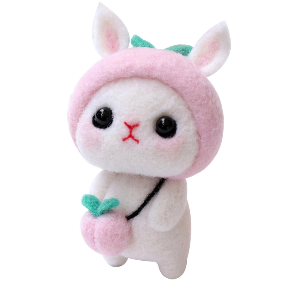 Non Finished DIY Felting Wool Rabbit Doll Handmade Craft Material Package ToolsPeach