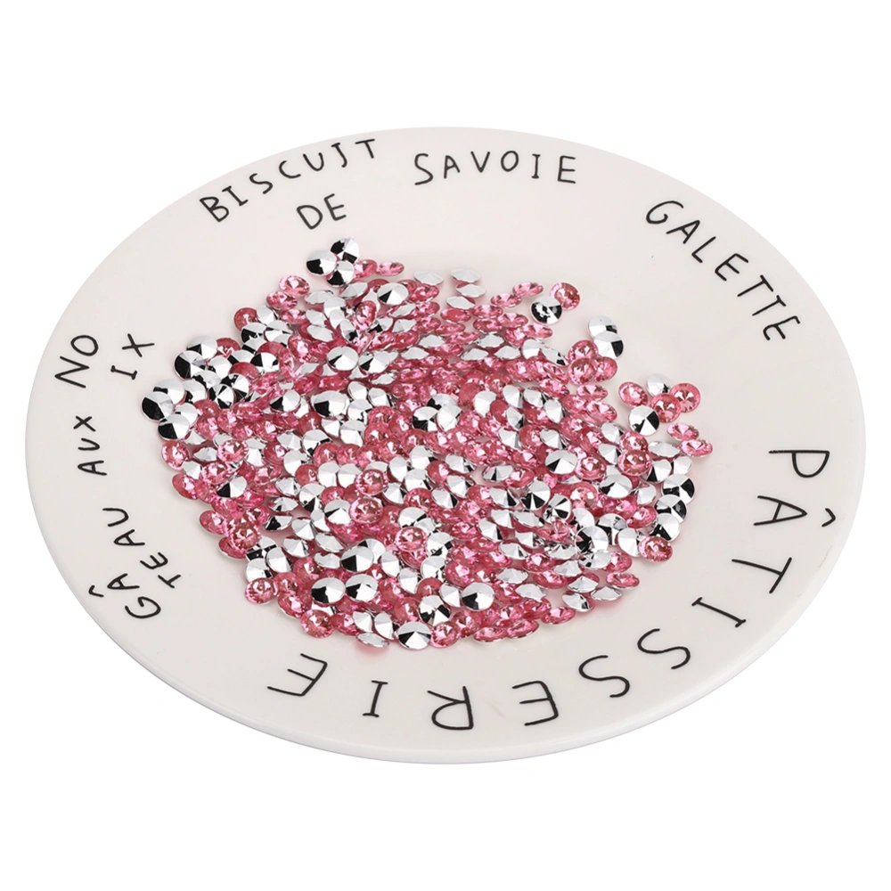 1000PCS 8mm Rhinestone Silver Plated Bottom Acrylic Diamond for Wedding DIY Nail Beauty DecorationPink