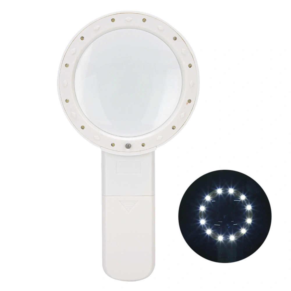 30X Handheld Magnifying Glass Double Layer Optical Lens with LED UV Banknote Light