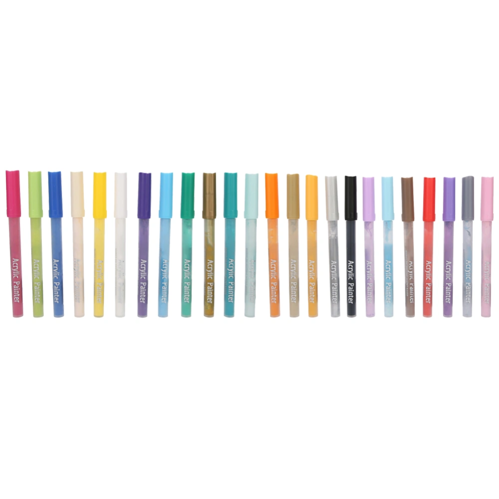 Coloured Acrylic Marker Pen Kit Non Toxic Water Based Painting Drawing Tool(24 Colors )