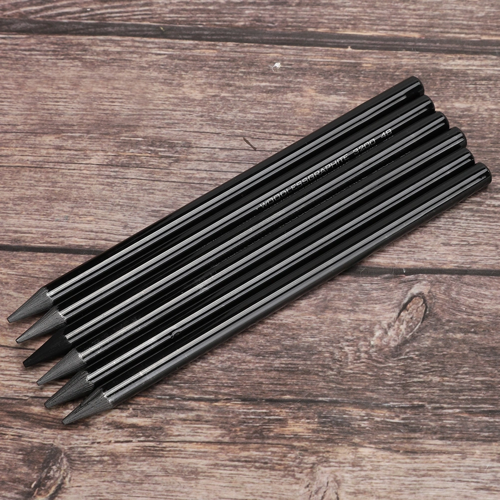 6Pcs Carbon Sketch Pen Professional Wood Painting Pencil Stationery Art Supplies 2B/4B/6B/8B/EE/HB