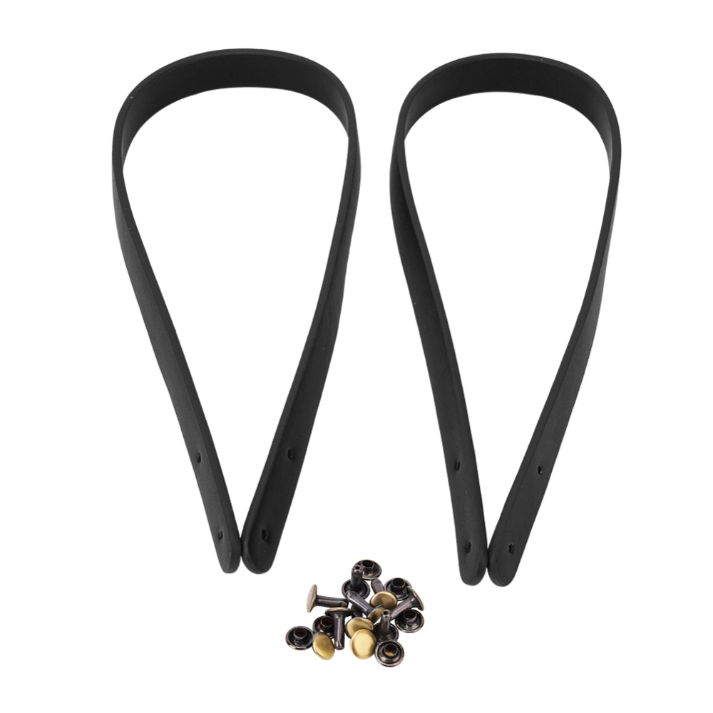 2PCS 65cm Handmade Leather Bag Handles with Rivets DIY Patchwork Luggage AccessoriesBlack