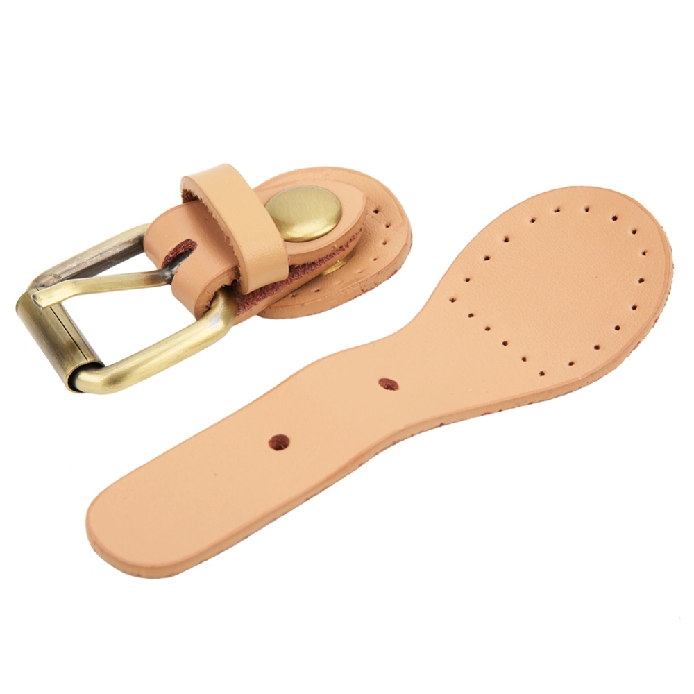 1Pc Bag Buckle Lock Cow Split Leather DIY Hand Made Hardware Accessories with Bronze Fittings(Beige )