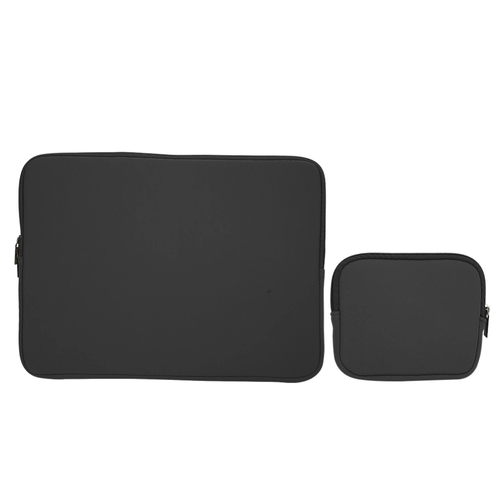Solid Color Laptop Sleeve Notebook Hand Bag Carry Case Zippered Power Supply BagBlack 14 Inch