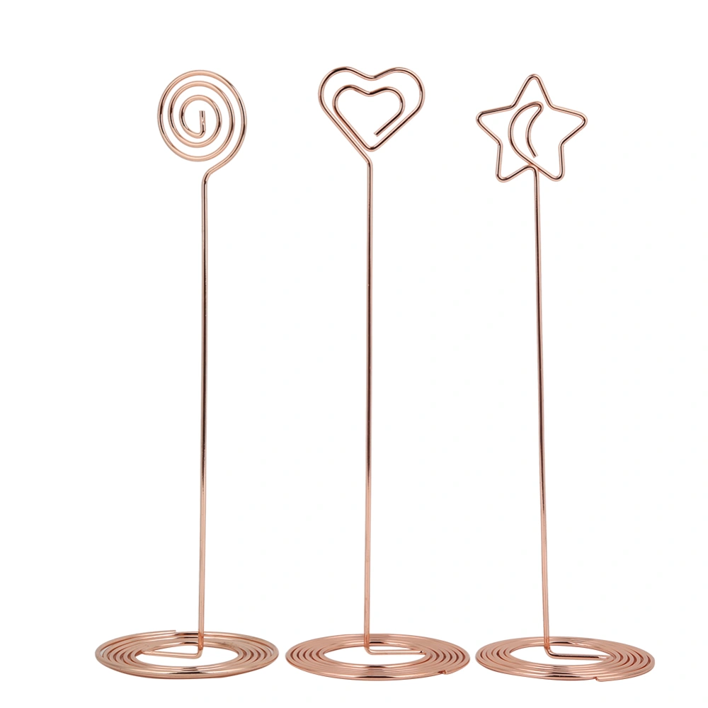 3PCS 220mm Memo Clip Holder Card Picture Note Table Number Stand Office Desk OrganizerRose Gold