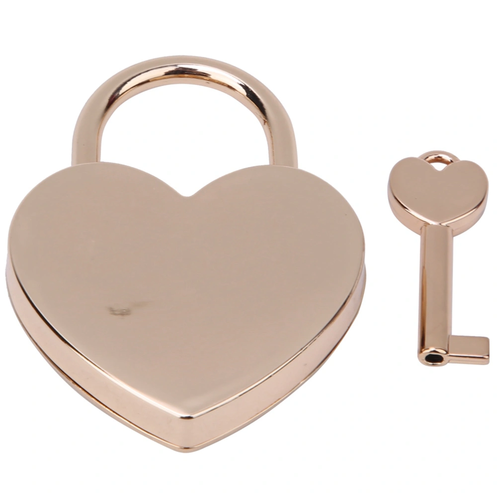 1 Set Heart Lock Metal Vintage Padlock Household Craft Supplies with Key 45x59mmRose Gold