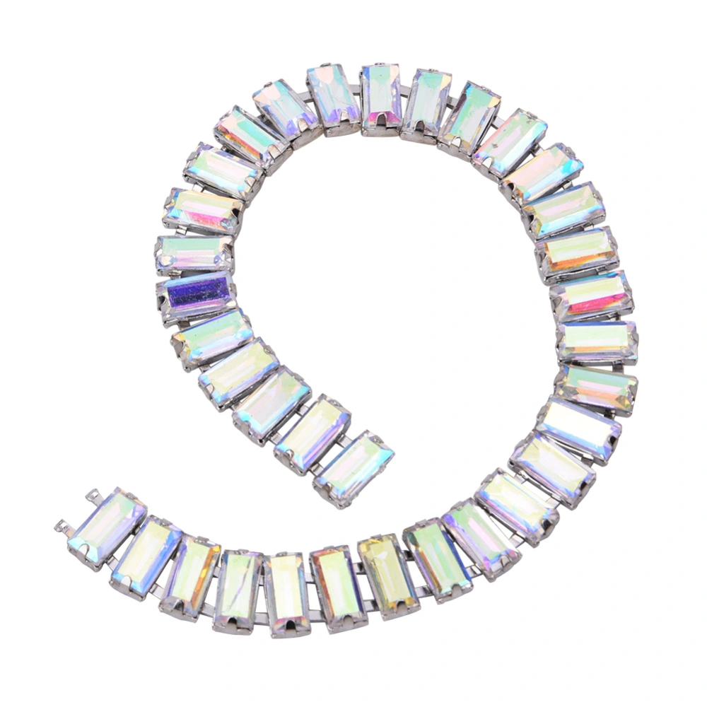1 Yard (90cm) Rhinestone Chain Crystal Glass Trimming DIY Garment Accessories DecorationAB Color