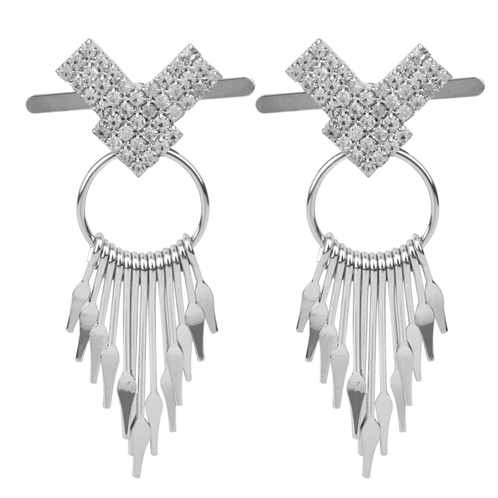 2 Pcs Crystal Tassel Shoe Clothing Decorative Accessory Zinc Alloy OrnamentType D 2.4x6.8cm