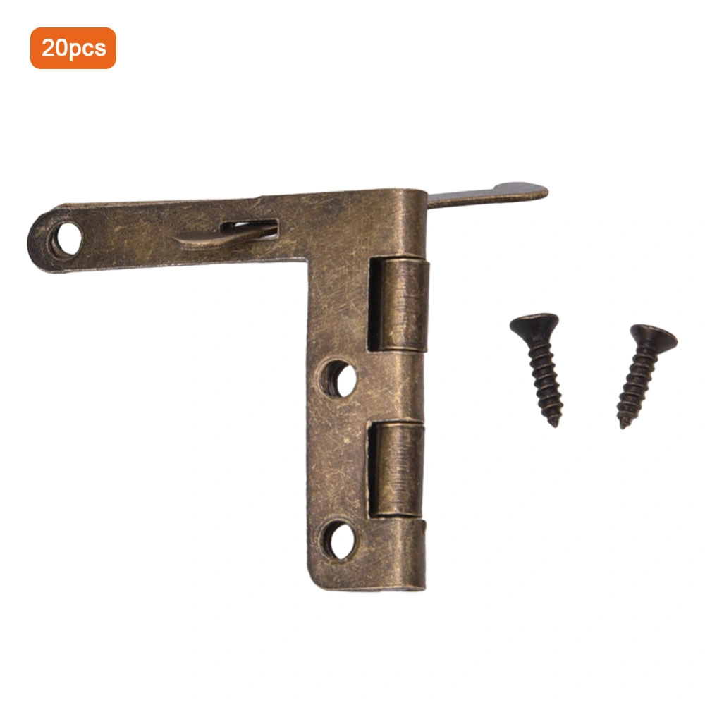20Pcs Angle Support Spring Hinge Iron Hardware Fitting Furniture Accessories 33x30mmCyan Bronze