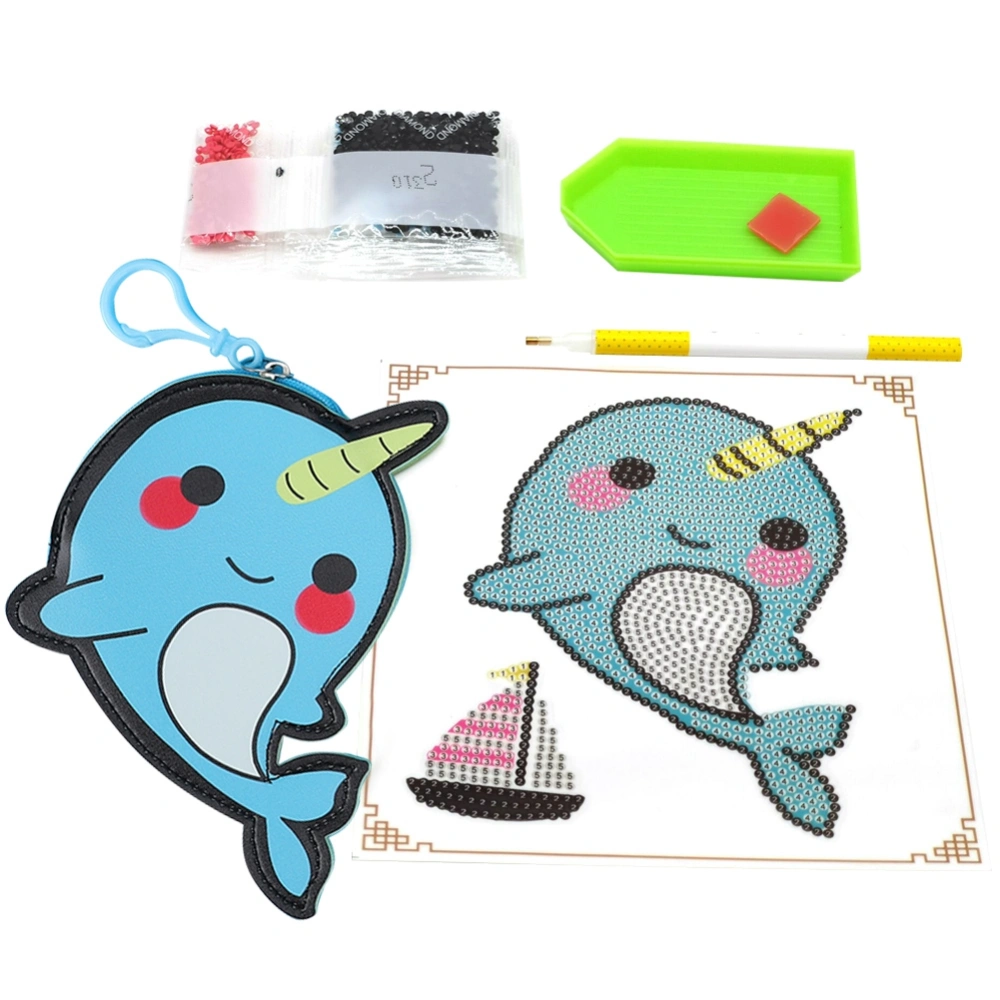 DIY Diamond Painting Coin Purse Narwhal Pattern Keychain Pendants Full Resin Diamond Painting Material