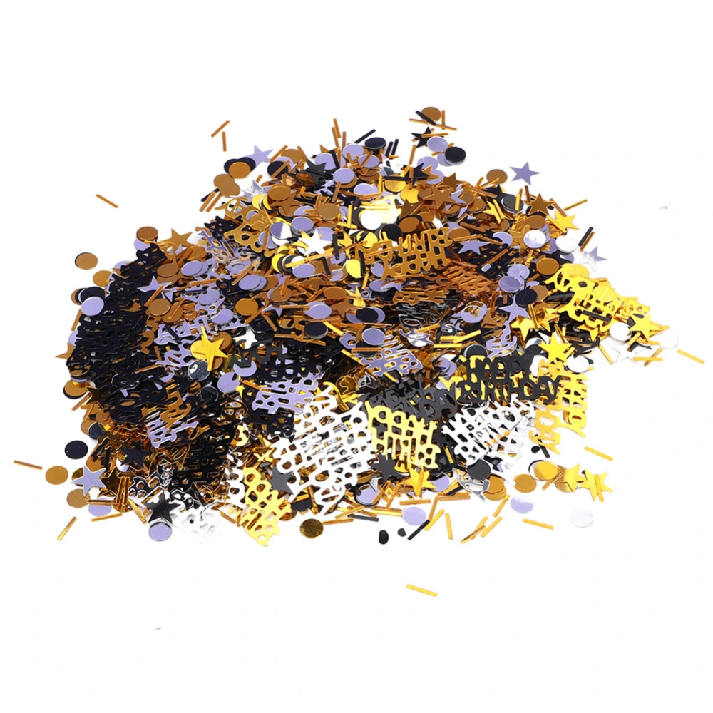 60g Birthday Wedding Confetti Table Scatters Decoration Throwing Confetti SequinsBlack, Gold, Silver Mixed Color,&nbsp;Round, Five-Pointed Star, Long Strips Shaped Sequins 60g