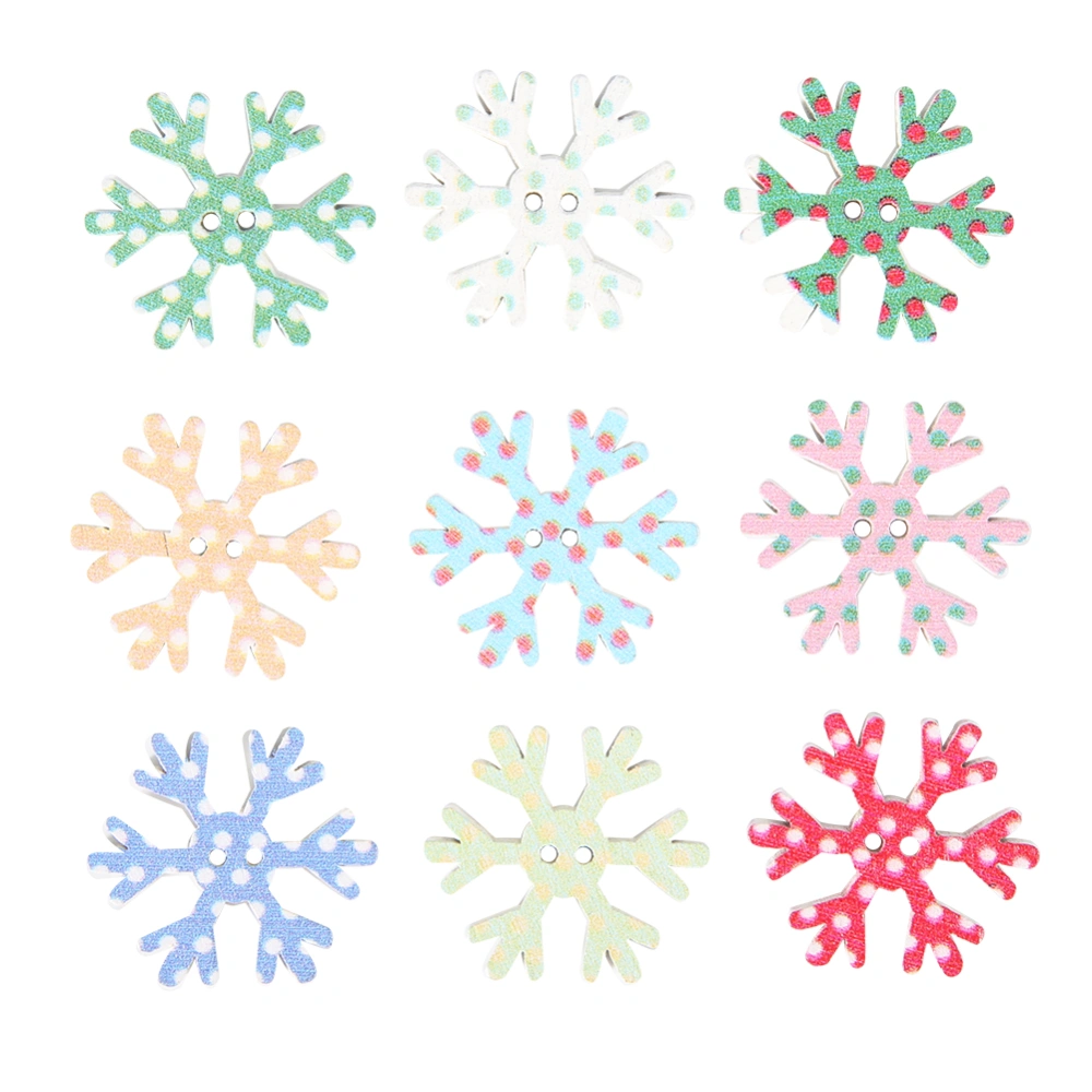 100pcs Wooden Buttons Mixed Color Snowflake DIY Crafts Sewing Buttons Scrapbooking Decor Mixed Color