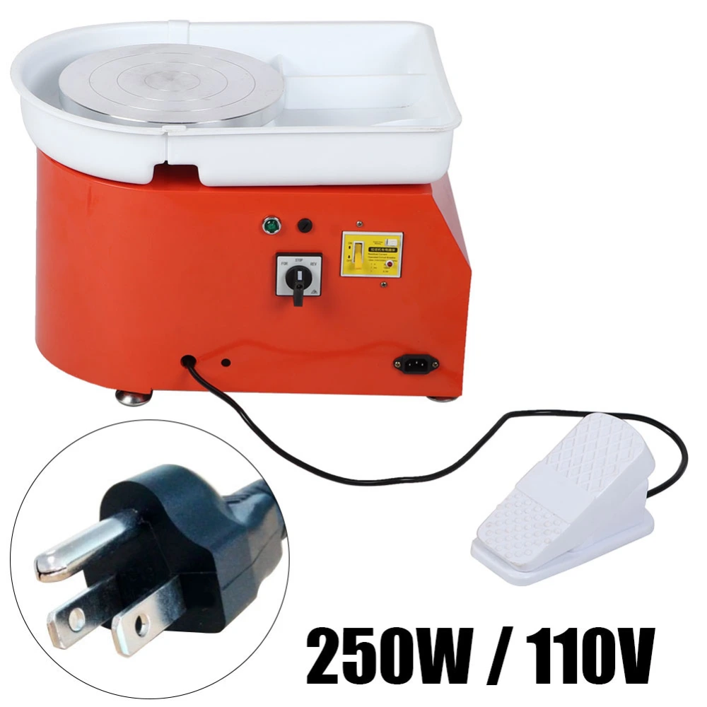 Electric Pottery Wheel Ceramic Machine Pedal Control Ceramic Art Tool 250W Orange