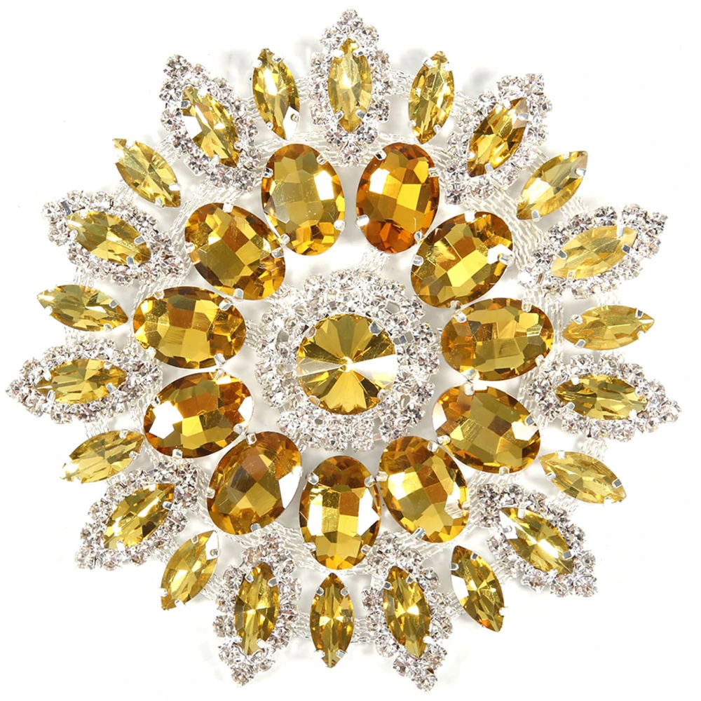 Crystal Glass Rhinestones Decoration DIY Clothes Jewelry Accessories(Yellow Silver Base)