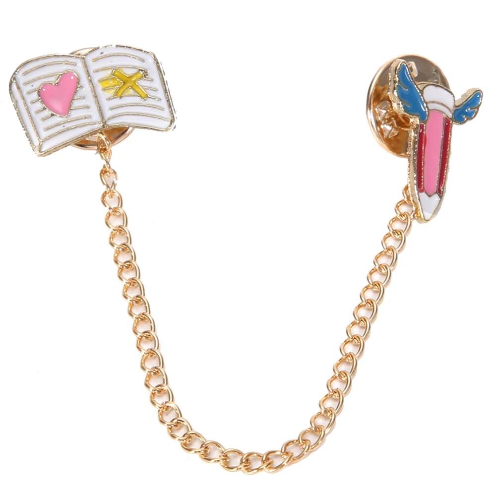 Cute Cartoon Lapel Pin Alloy Electroplating Brooch with Chain Clothing DecorationXZ2035